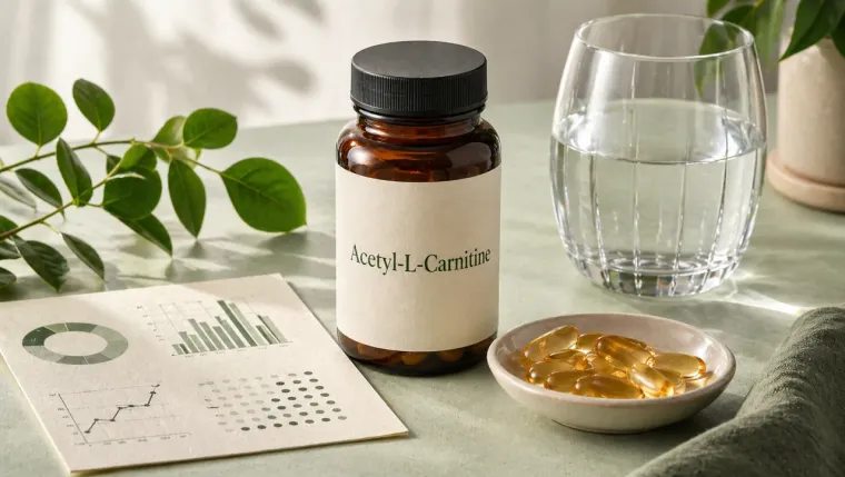 Acetyl-L-carnitine supplement still life for brain health